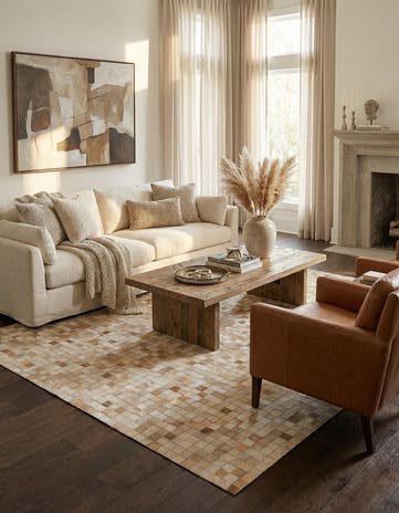 5' 1 x 8' 1 Cowhide Leather Rug