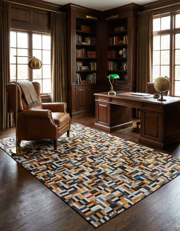 Detail image of  5' 1 x 8' 1 Cowhide - Patchwork Rug