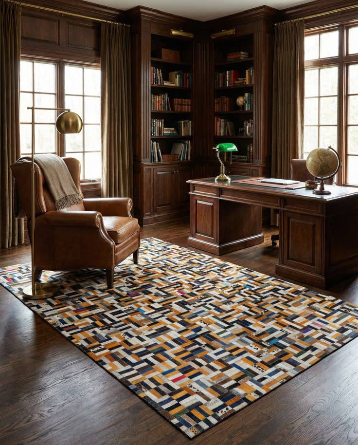 Detail image of 5' 1 x 8' 1 Cowhide - Patchwork Rug