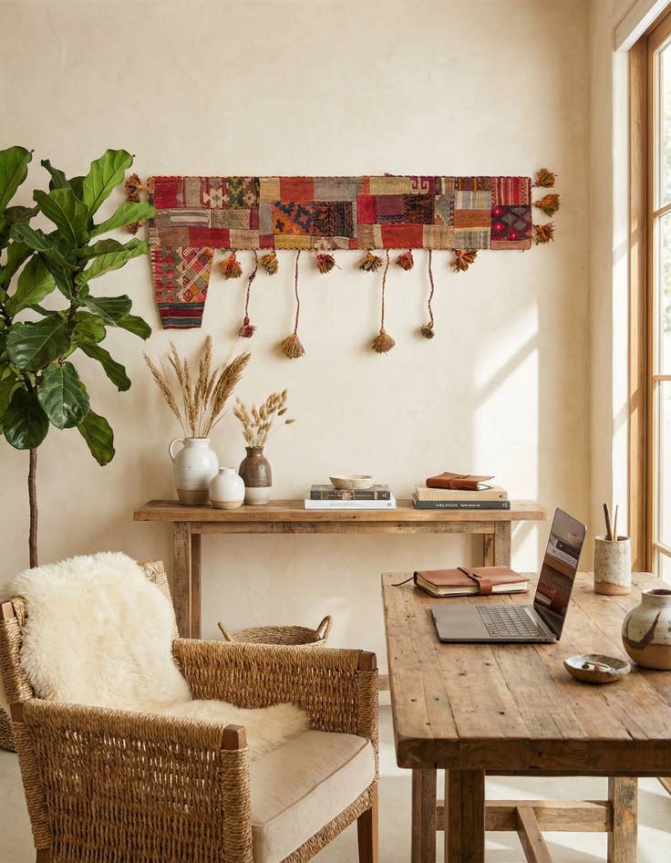 Detail image of 1' 7 x 4' 2  Hand Woven Wall Art Wool Rug