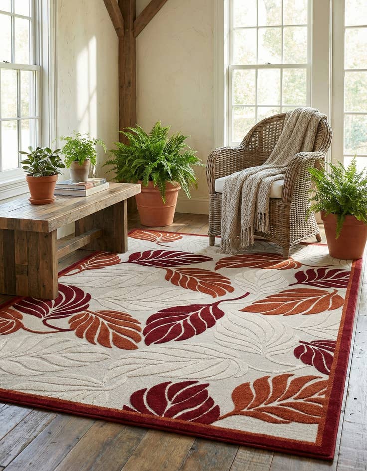 Detail image of  7' x 10'  Washable Botanical Indoor / Outdoor Rug