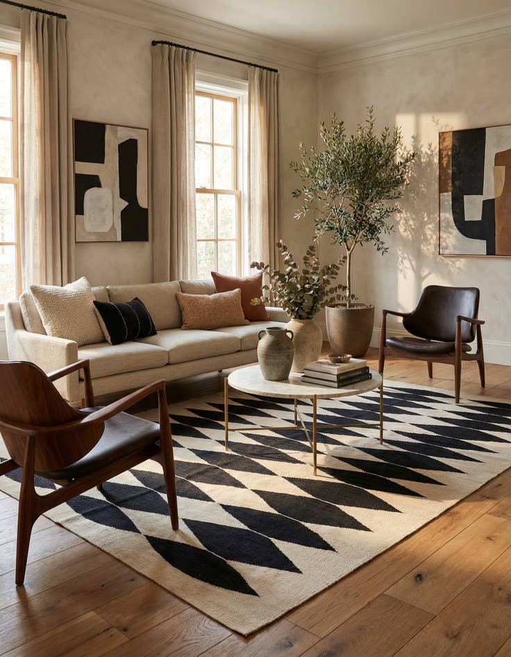 Detail image of 5' 6 x 7' 5  Hand Woven Kilim Modern Wool Rug