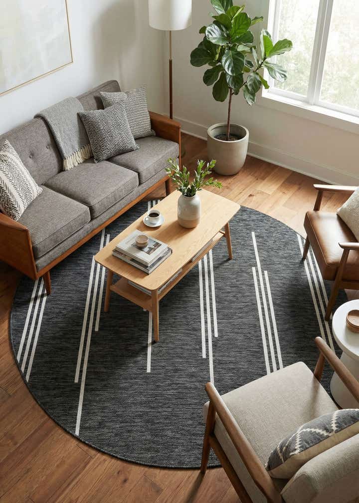 6' x 6' Easy-Clean Modern Indoor / Outdoor Round Rug