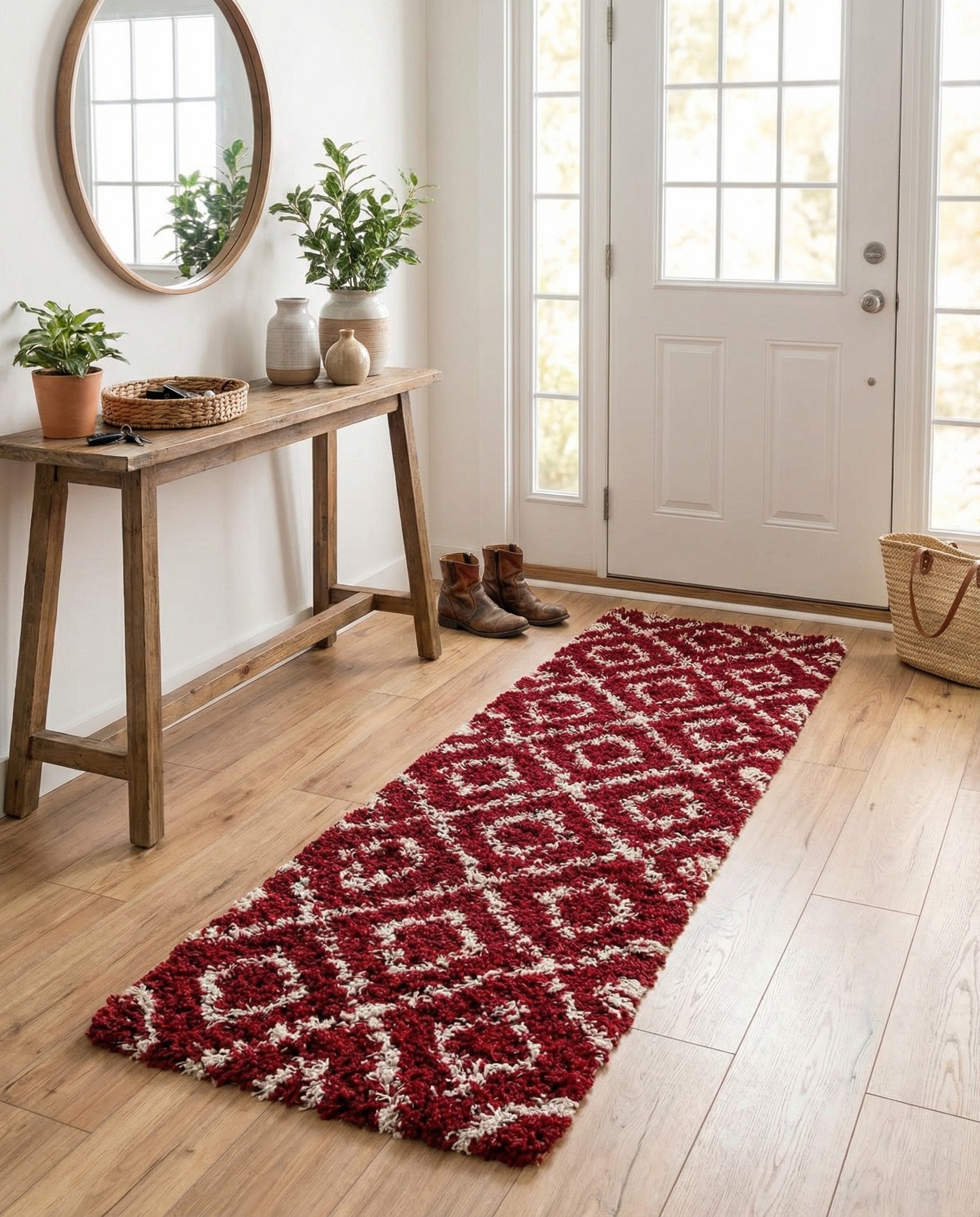  2' 7 x 12' Lattice Shag Runner Rug