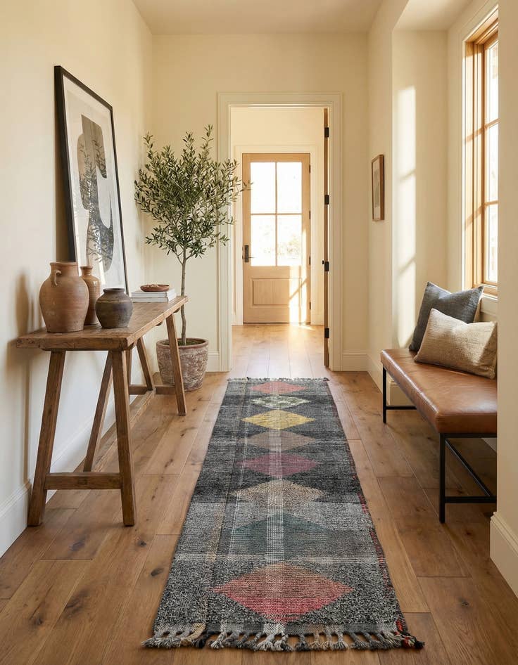 Detail image of 2' 6 x 12' 5 Hand Knotted Moroccan Wool Runner Rug