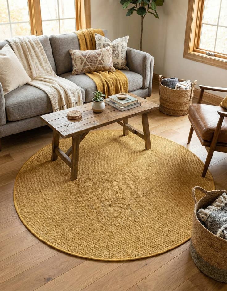 Detail image of 4' x 4' Easy-Clean Solid Indoor / Outdoor Round Rug