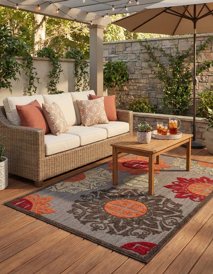 Detail image of 4' x 6'  Washable Modern Indoor / Outdoor Rug