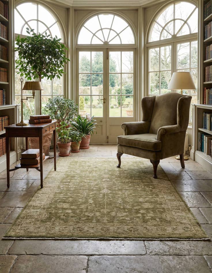 Detail image of  5' 10 x 9' 5  Hand Knotted Over-Dyed Ziegler Rug