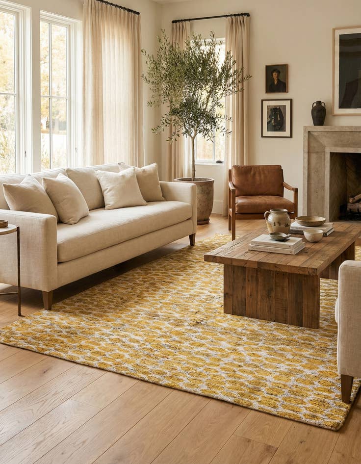 Detail image of  5' 9 x 8'  Hand Knotted Moroccan Wool Rug