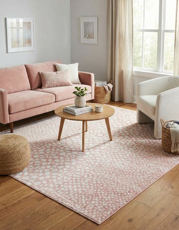Rose Pink Kamala Washable Square Rug