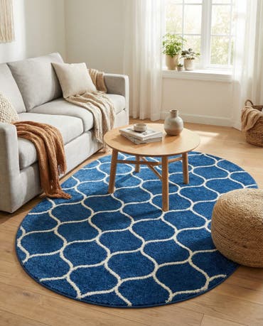  4' x 6' Lattice Frieze Oval Rug