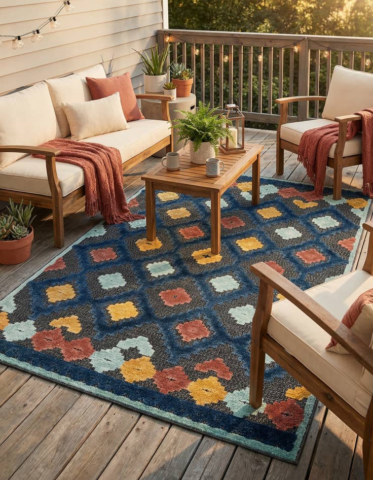 Detail image of 5' 3 x 8'  Washable Belize Indoor / Outdoor Rug