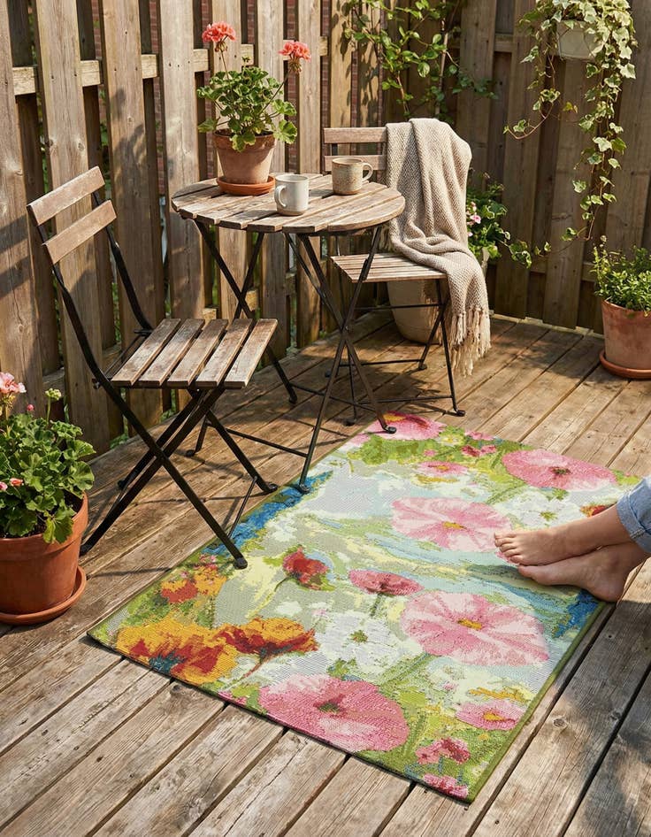 Detail image of 2' x 3'  Washable Botanical Indoor / Outdoor Rug