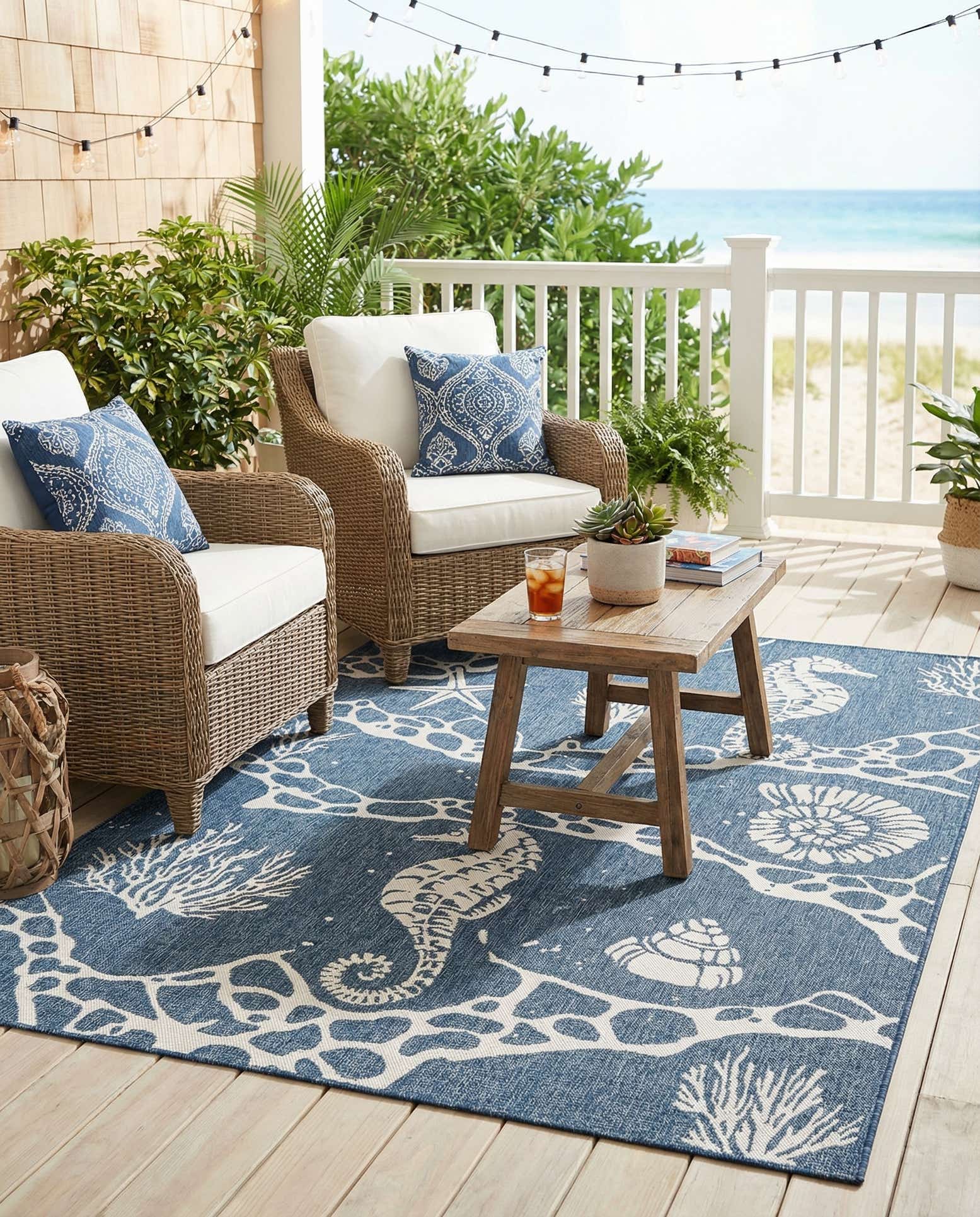 6' x 9' Easy-Clean Coastal Indoor / Outdoor Rug