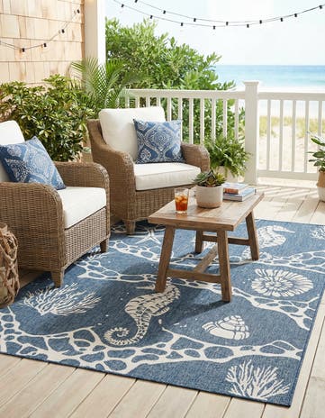 6' x 9' Easy-Clean Coastal Indoor / Outdoor Rug