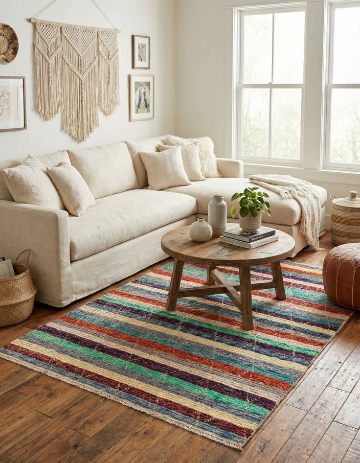 Detail image of 5' 7 x 8' 2  Hand Knotted Moroccan Wool Rug