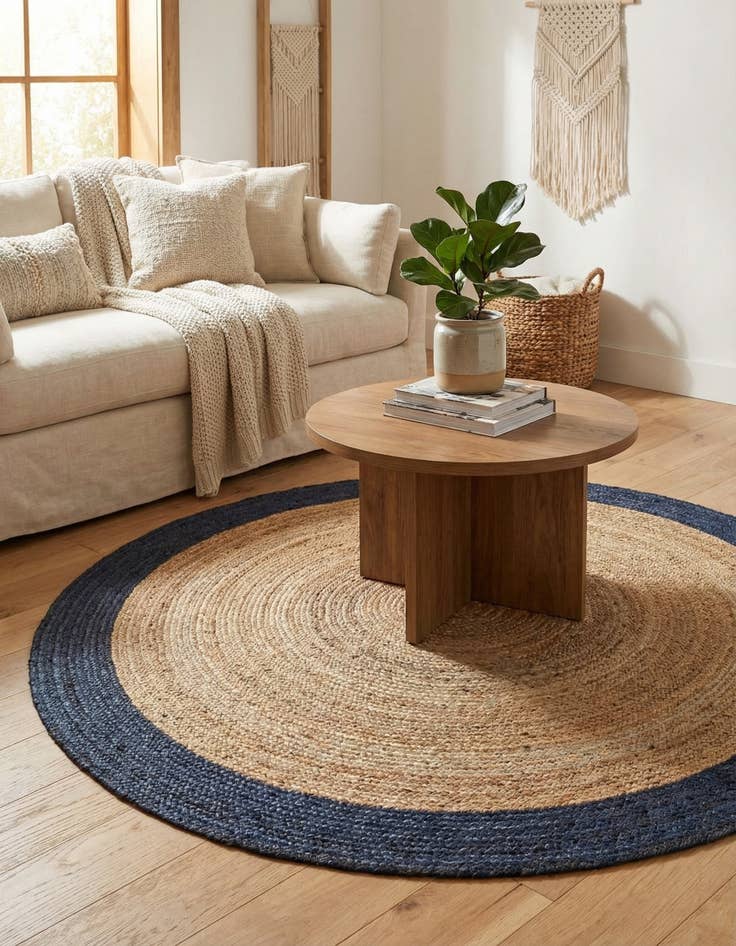 Detail image of  8' x 8'  Hand Braided Jute Round Rug