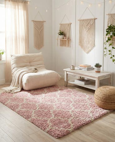  5' 3 x 5' 3 Lattice Shag Square Rug