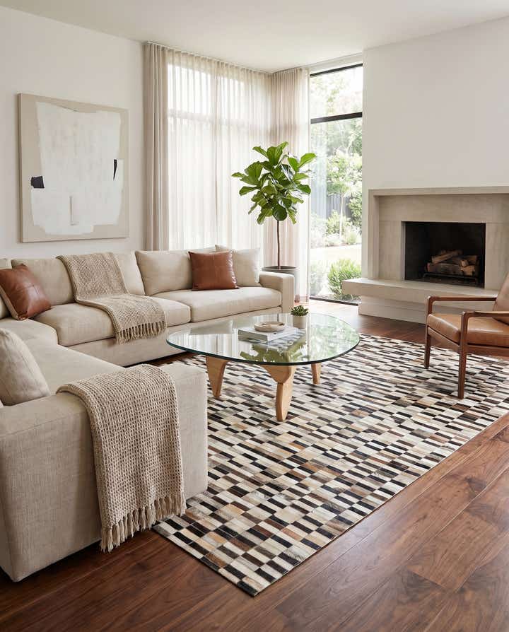 5' x 7' 10 Cowhide Leather Rug