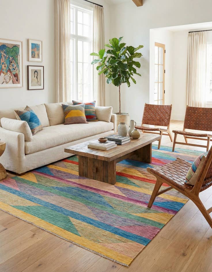 Detail image of 6' 5 x 10'  Hand Woven Kilim Modern Wool Rug