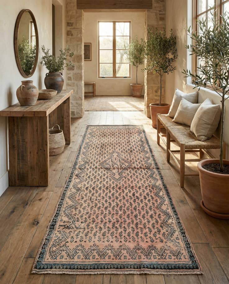Detail image of 3' 2 x 8' 8 Hand Knotted Ultra Vintage Persian Wool Runner Rug