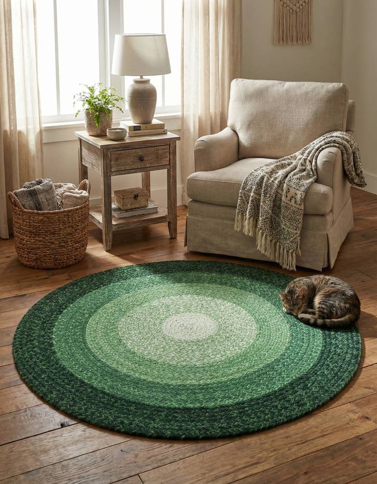 Detail image of  3' 1 x 3' 1  Hand Hand Braided Wool Round Rug