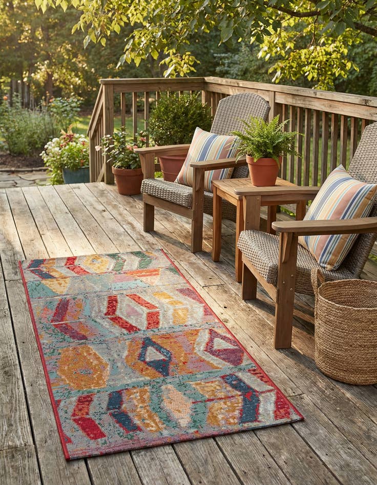 Detail image of 2' x 4'  Washable Modern Indoor / Outdoor Runner Rug