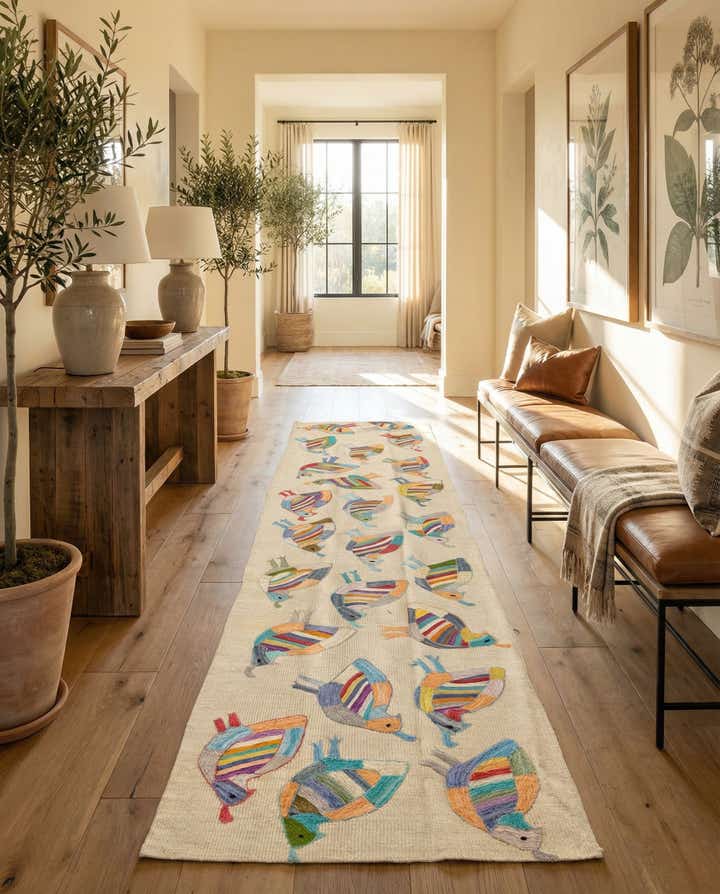2' 4 x 9' 2 Hand Woven Kilim Suzani Wool Runner Rug