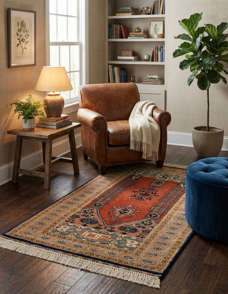 Detail image of  2' 8 x 4' 6  Hand Knotted Bokhara Oriental Wool Rug