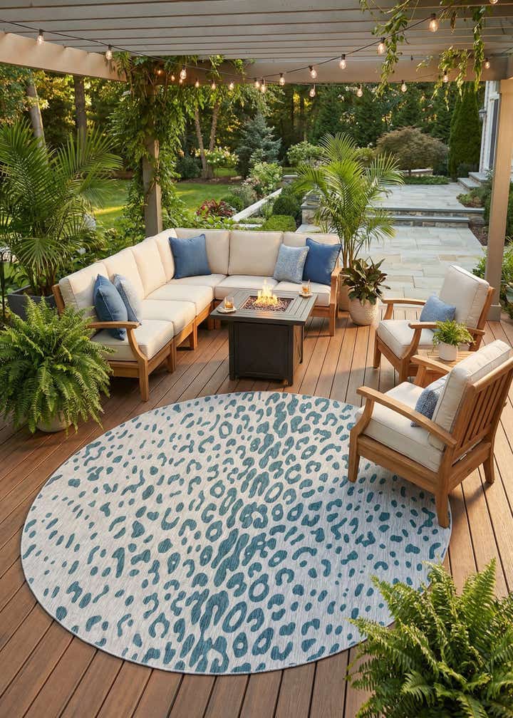 13' x 13' Easy-Clean Safari Indoor / Outdoor Round Rug