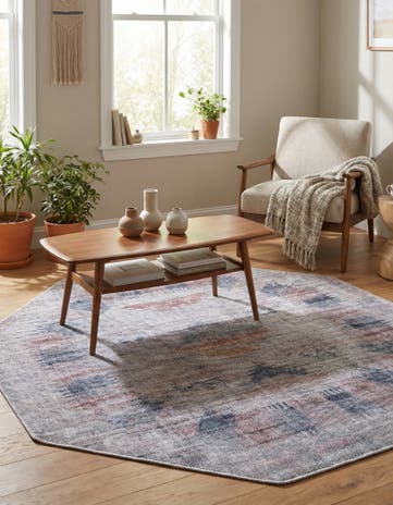 Sandy and Ivory Washable Sisu Octagon Rug
