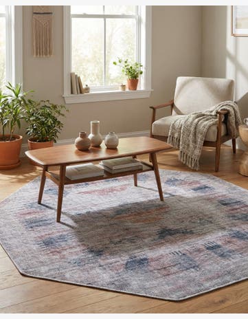 Sandy and Ivory Washable Sisu Octagon Rug