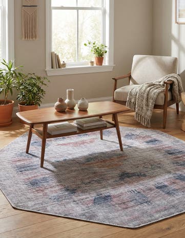 Sandy and Ivory Washable Sisu Octagon Rug