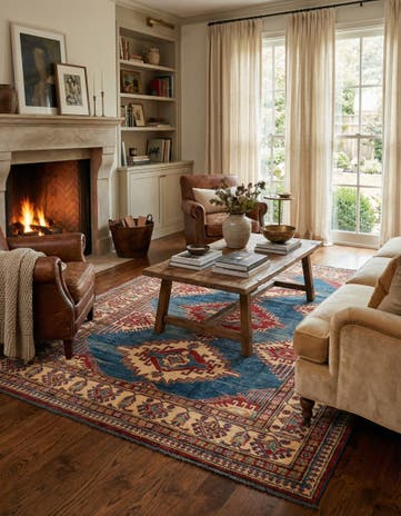 6' 3 x 8' 11 Hand Knotted Kazak Wool Rug