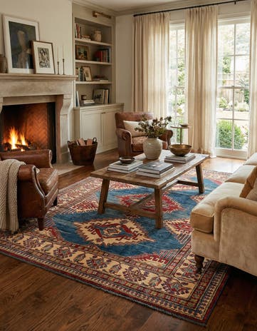 6' 3 x 8' 11 Hand Knotted Kazak Wool Rug