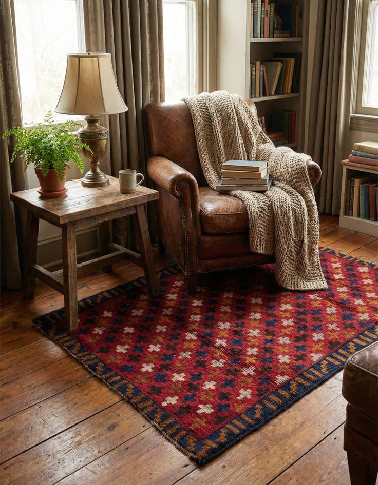 Detail image of  3' x 4' 5  Hand Knotted Balouch Persian Wool Rug