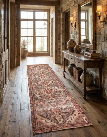 3' 1 x 9' 3 Hand Knotted Ultra Vintage Persian Wool Runner Rug