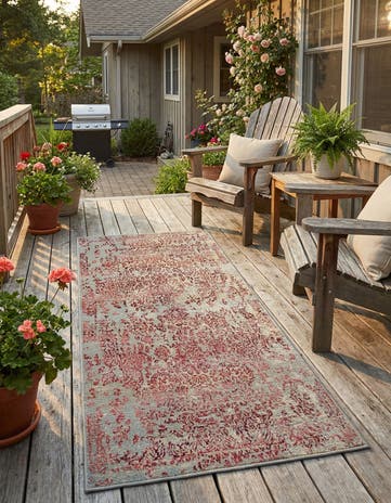 2' 7 x 5' 3 Easy-Clean Botanical Indoor / Outdoor Runner Rug