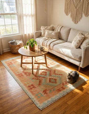 3' 2 x 5' Hand Woven Kilim Waziri Wool Rug
