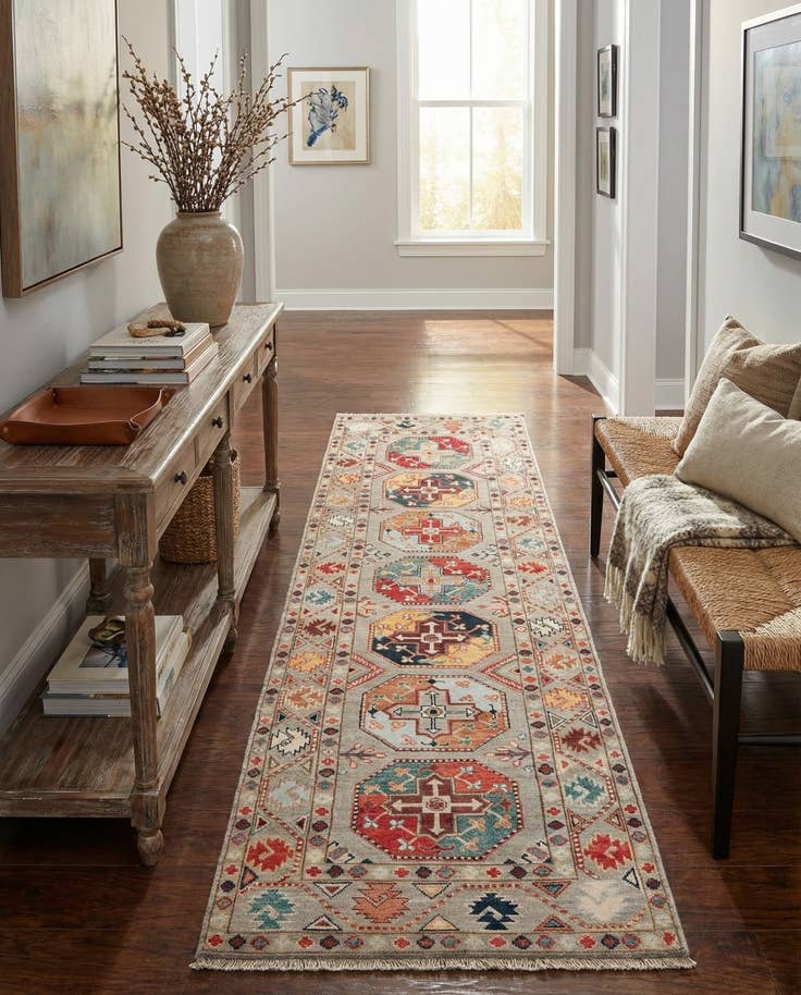 Detail image of 2' 8 x 9' 10 Hand Knotted Kazak Runner Rug