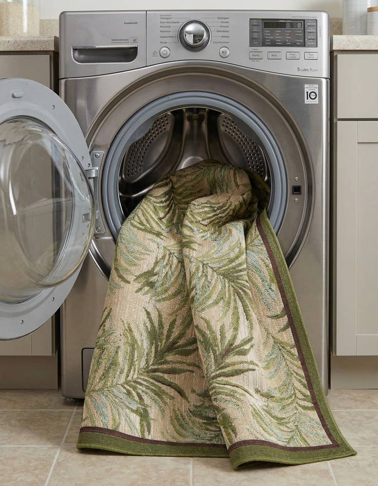 Detail image of  6' x 6'  Washable Botanical Indoor / Outdoor Square Rug