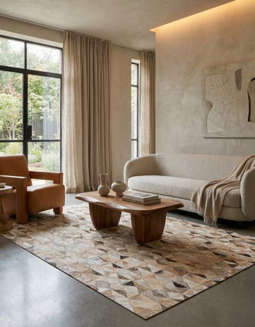 5' 3 x 7' 7 Cowhide Stocks Rug