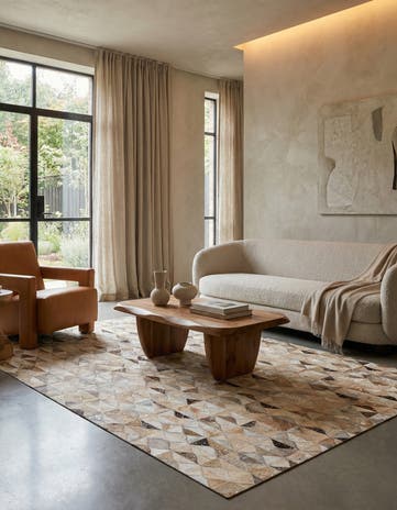5' 3 x 7' 7 Cowhide Stocks Rug