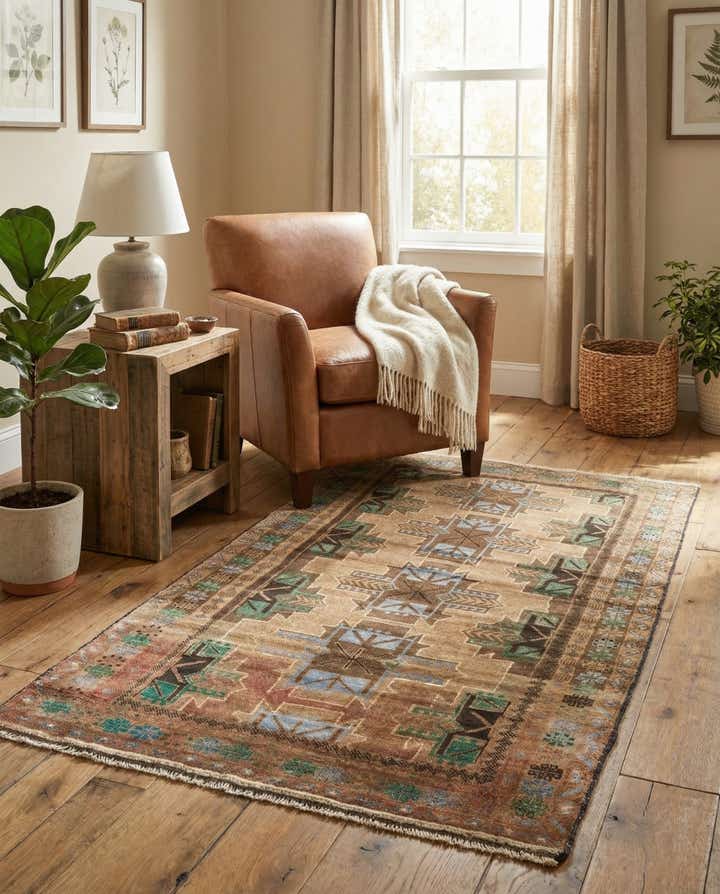 3' 4 x 6' 6 Hand Knotted Ultra Vintage Persian Wool Rug