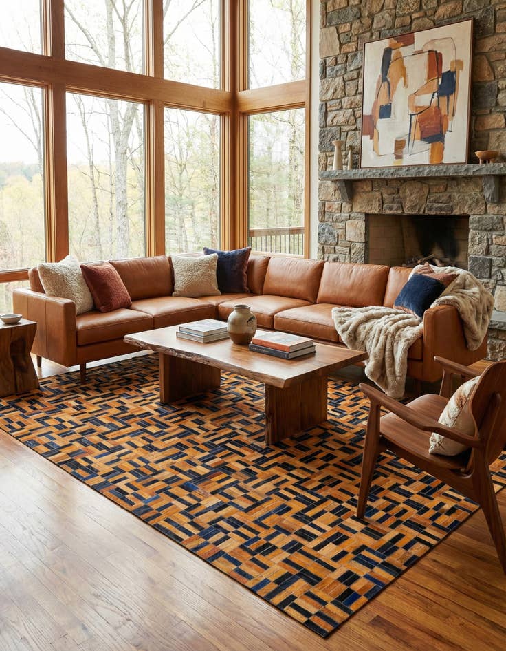 Detail image of  5' x 7' 11 Cowhide - Patchwork Rug