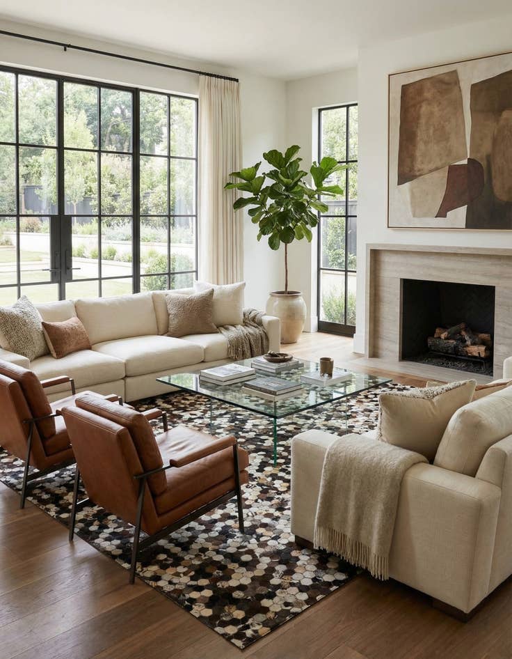 Detail image of 8' x 9' 9 Cowhide Leather Rug