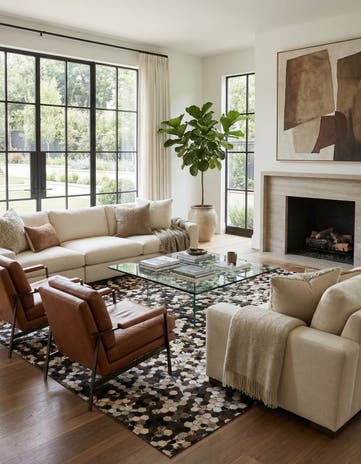 8' x 9' 9 Cowhide Leather Rug