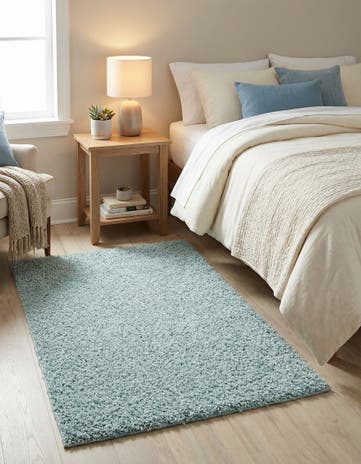 Light Slate Blue Comfort Solid Shag Rug