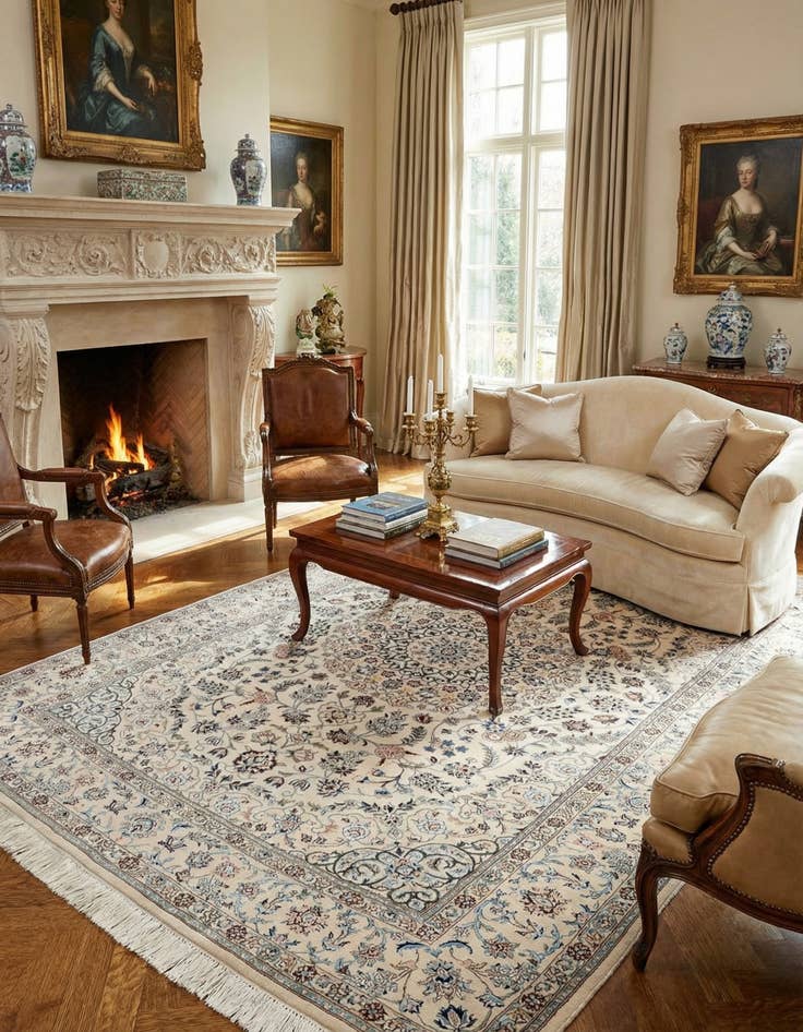 Detail image of 6' 7 x 10' 4 Hand Knotted Nain Persian Wool Rug