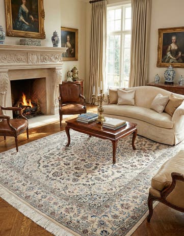 6' 7 x 10' 4 Hand Knotted Nain Persian Wool Rug